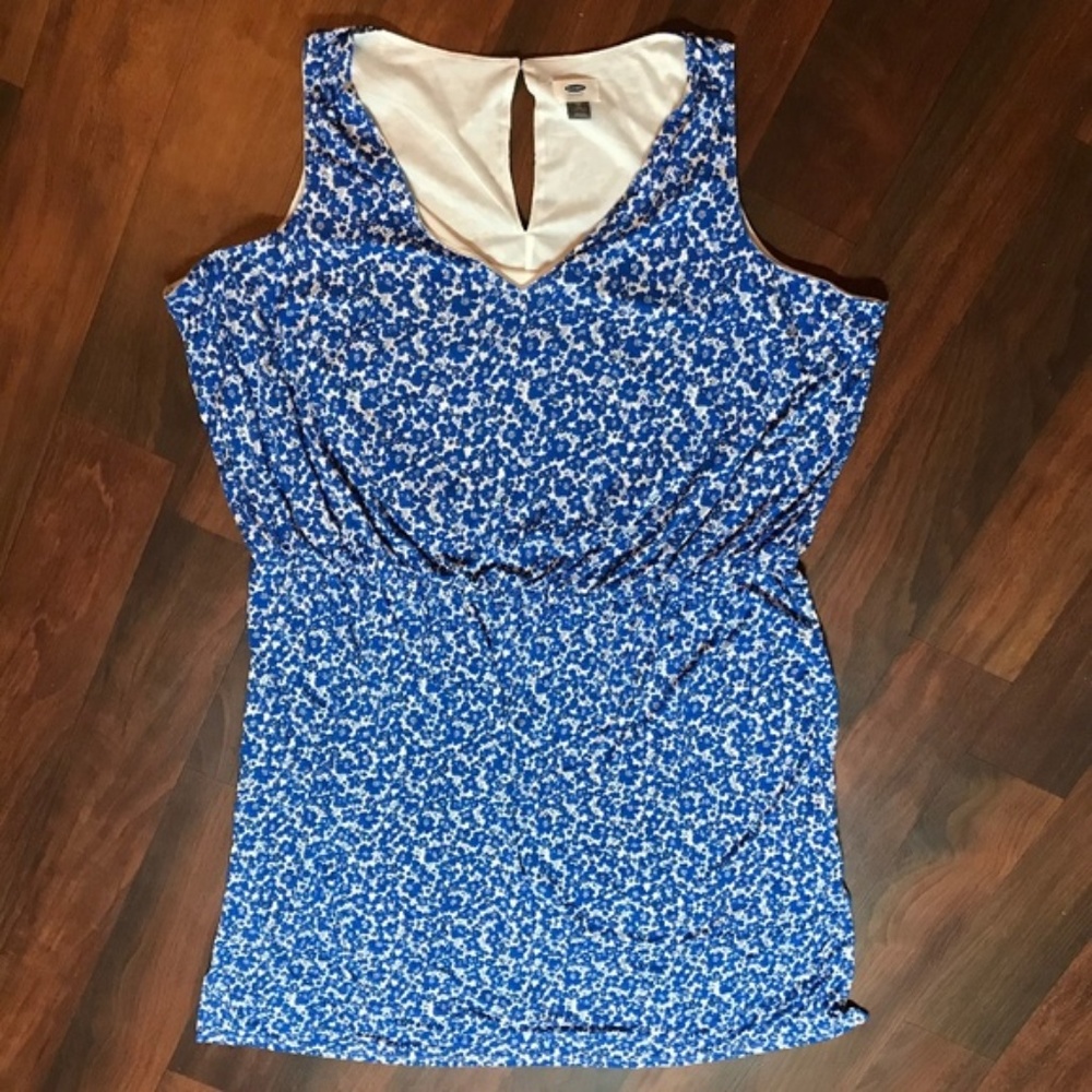 Plus Size Blue Floral Sleeveless Dress 4X